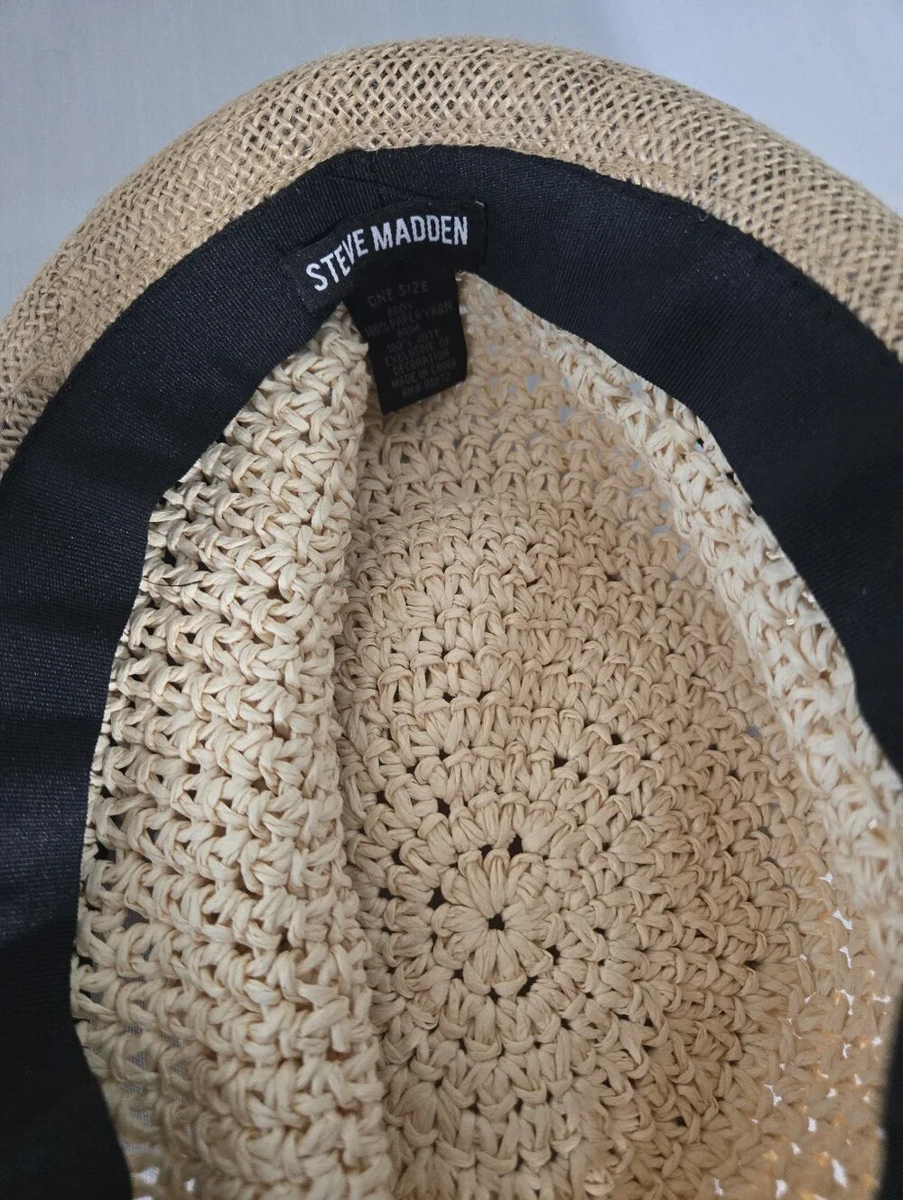 Steve Madden Straw Jute Fedora Hat OS Sun Hat Natural Fibers Straw Band Braided